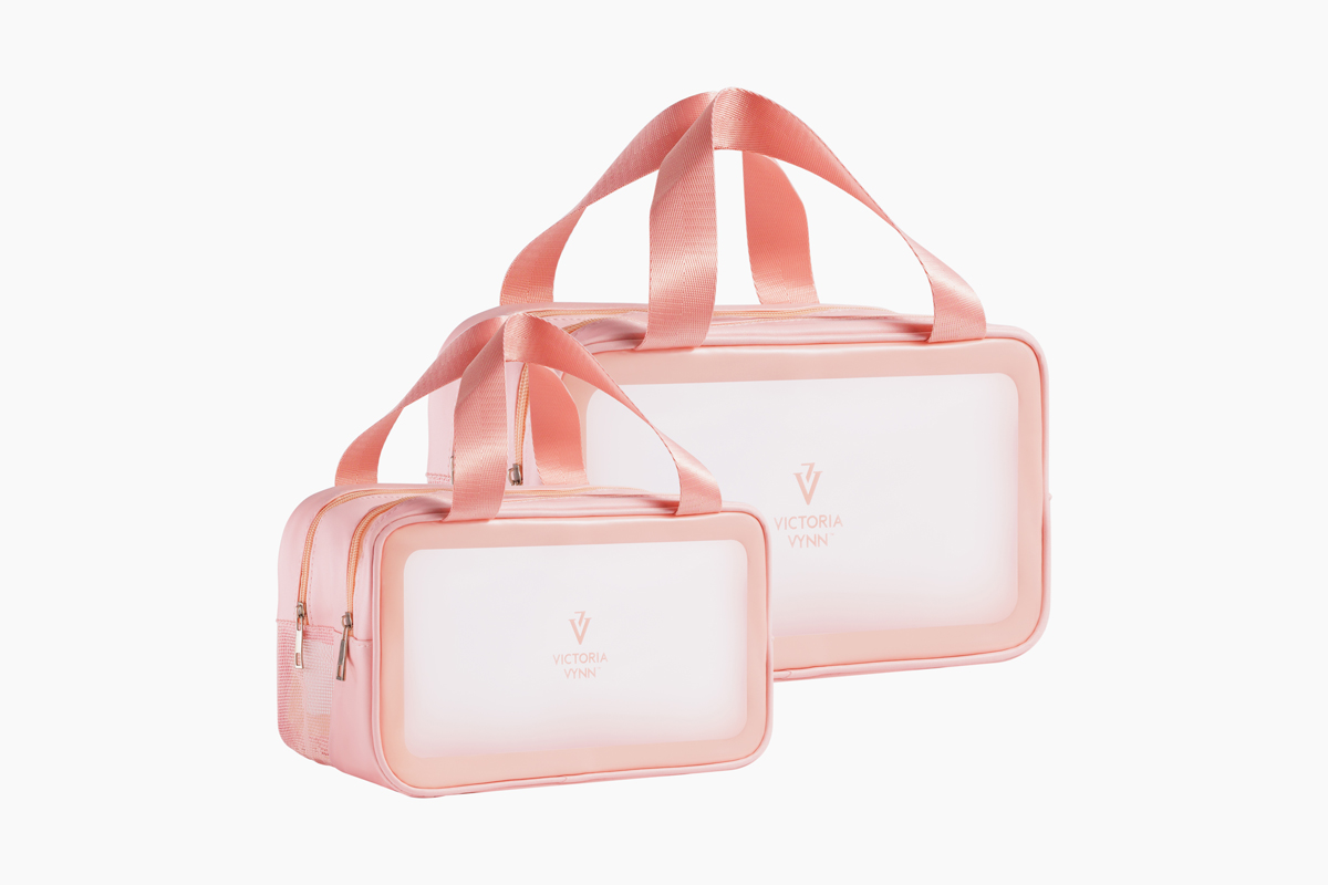 Victoria Vynn kosmetyczki Two-Pack różowe, dwa rozmiary obok siebie