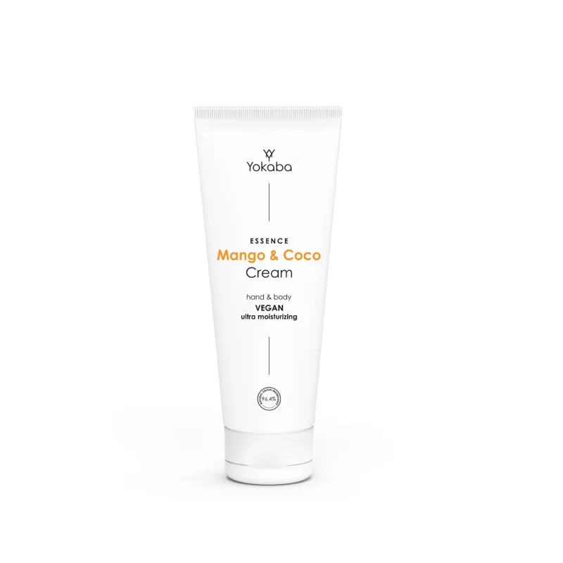 Yokaba Mango&Coco krem do rąk i ciała 75 ml - tuba z etykietą hand & body vegan, packshot
