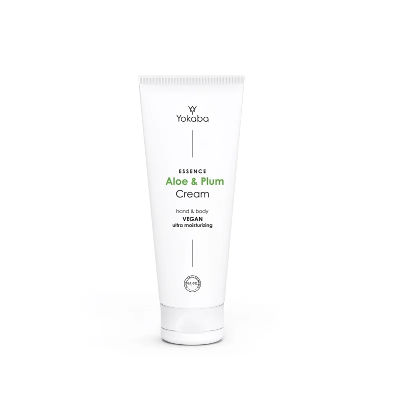 Yokaba Aloe&Plum krem do rąk i ciała 75 ml - tuba z etykietą hand & body vegan, packshot