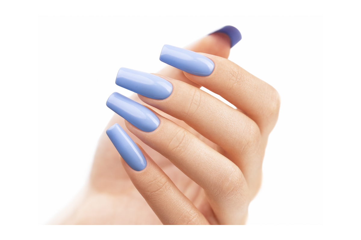 Soft Gel Tips Medium Square Victoria Vynn, kształt Średni Kwadrat w błękitnym lakierze