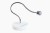 Lampa LED Victoria Vynn Soft Gel Tips ujęta pod kątem, wygięty wysięgnik i zapalona głowica nad podstawą