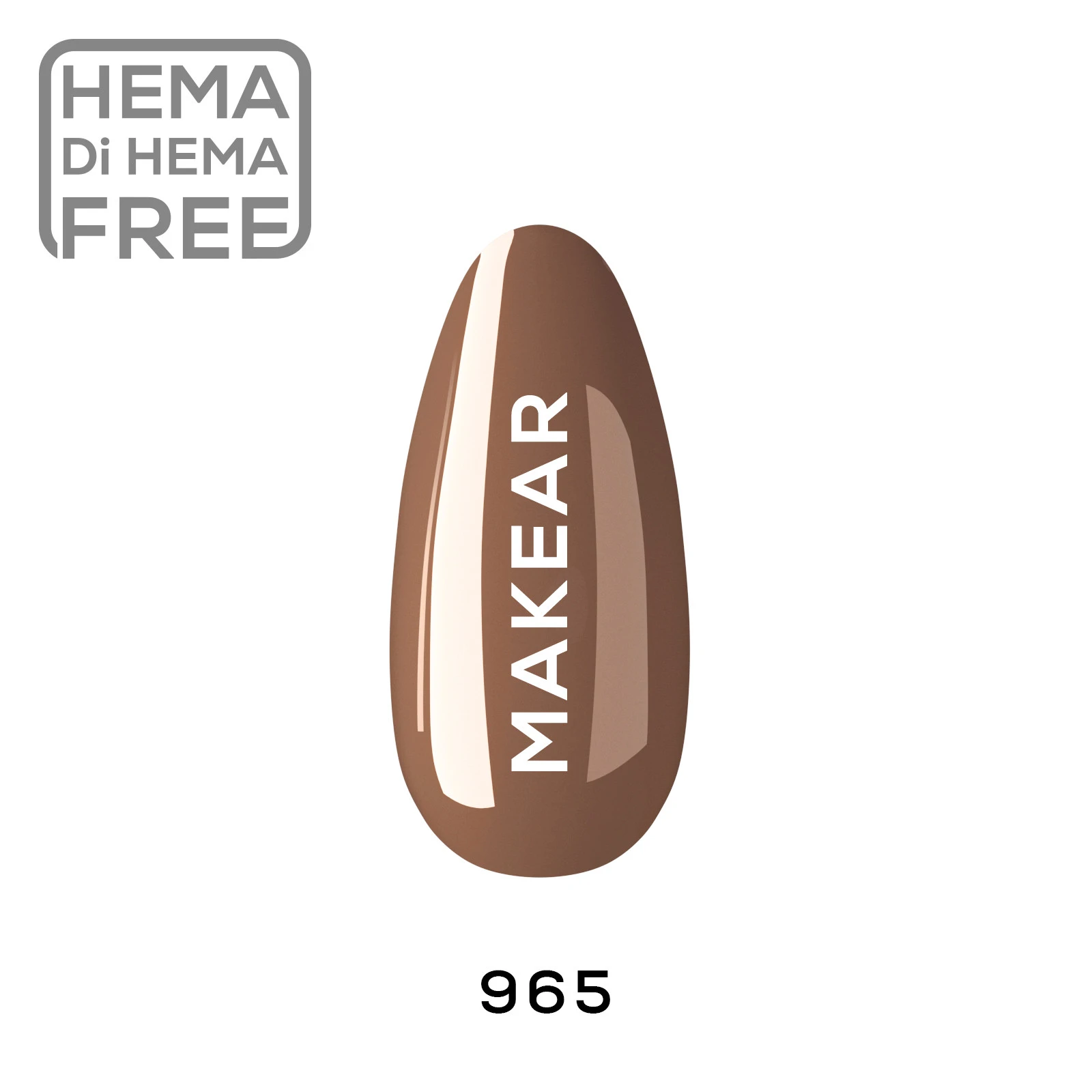 Makear lakier hybrydowy 965 - swatch mlecznej mochy na tipsie, HEMA free, 8 ml