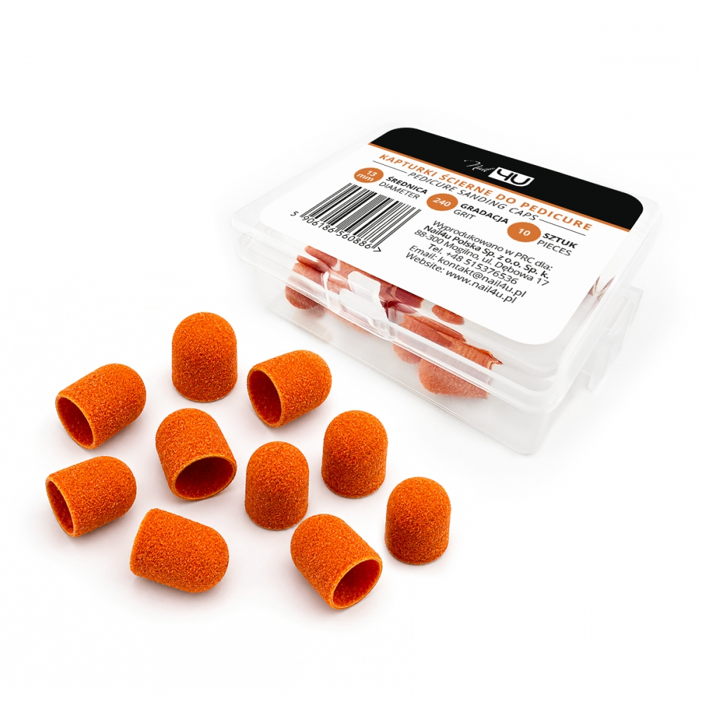 Kapturki ścierne NAIL4U 13 mm, gradacja 240, opakowanie 10 sztuk w pudełku