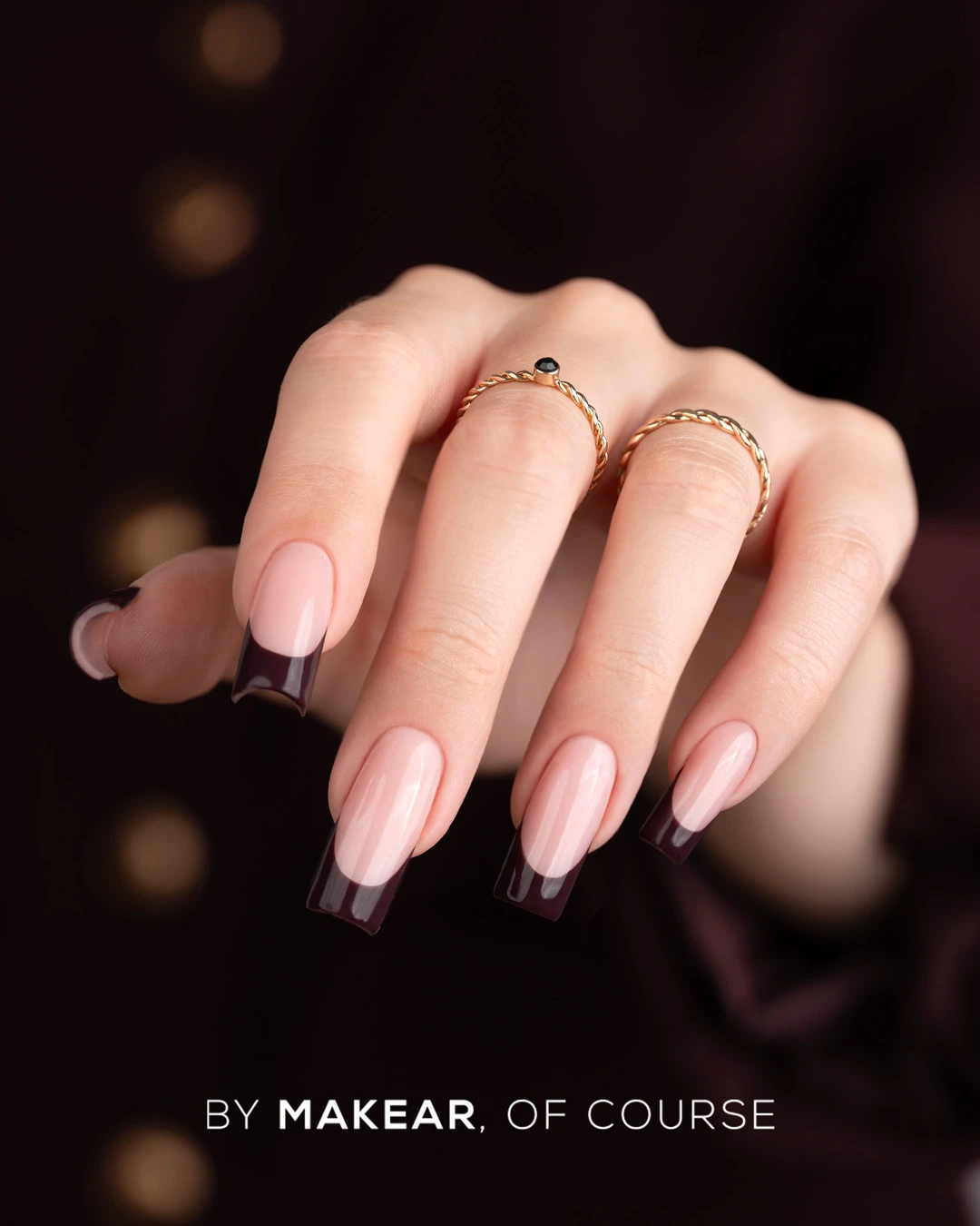 Ciemnoczerwony french wykonany French Manicure Gel Red Wine FG13 Makear