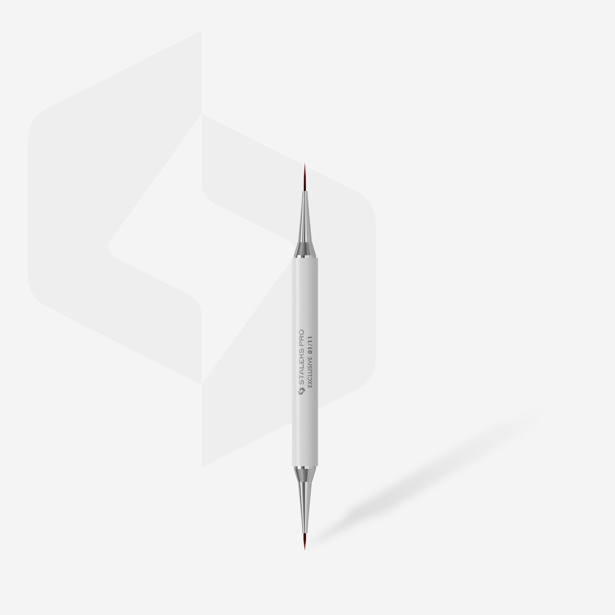 Staleks Exclusive 01/11 dwustronny pędzel liner 7/12 mm z białą aluminiową rączką