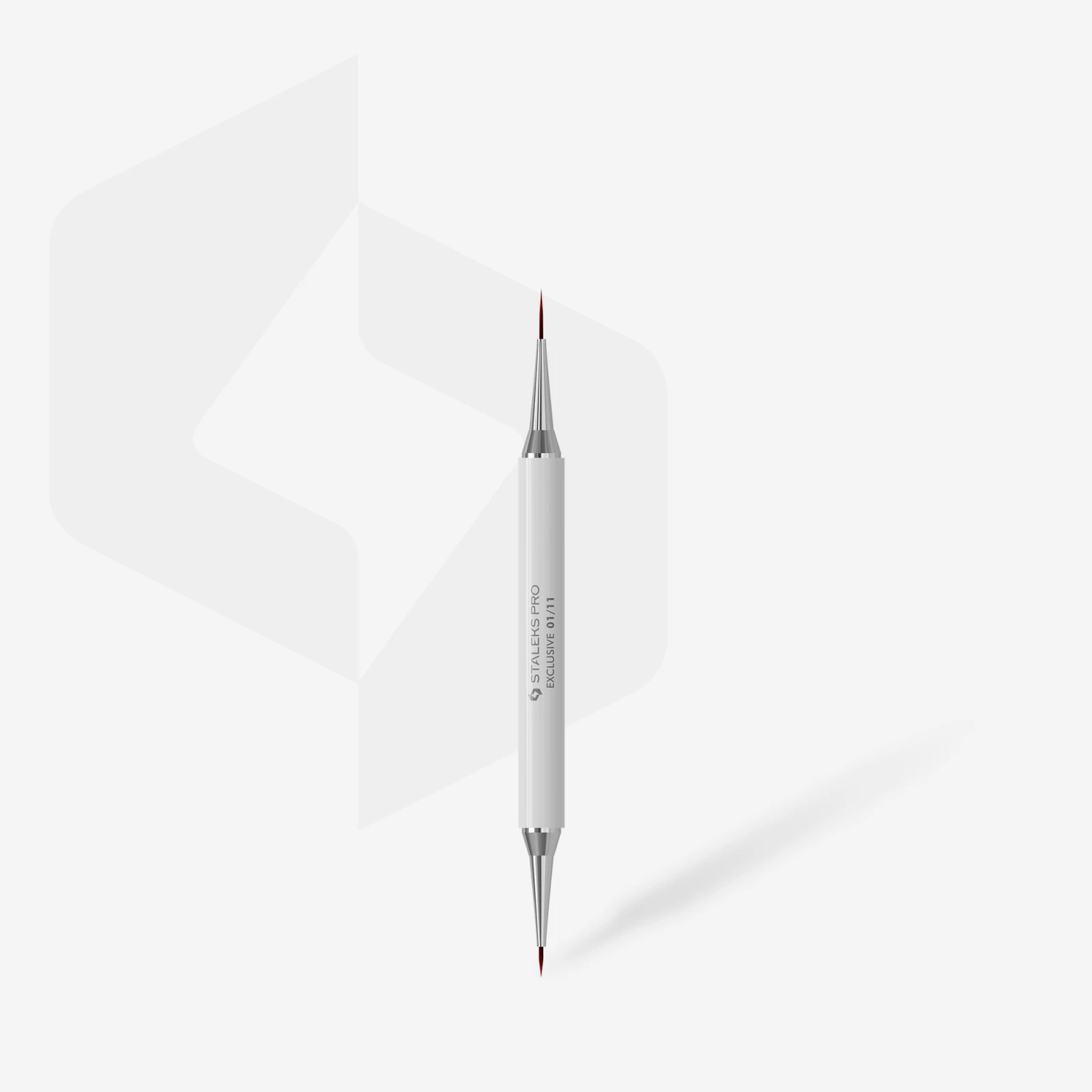 Staleks Exclusive 01/11 dwustronny pędzel liner 7/12 mm z białą aluminiową rączką