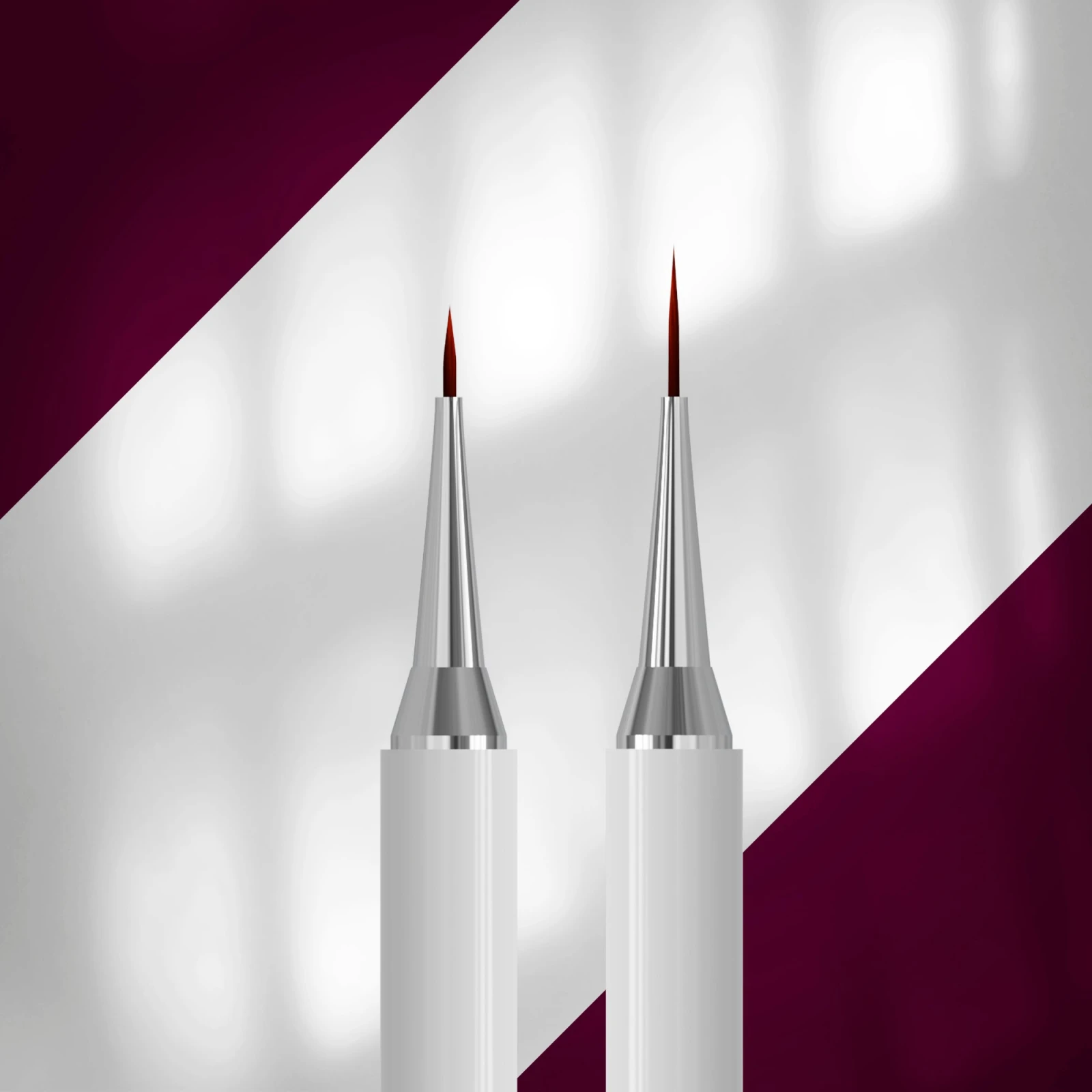 Staleks Exclusive 01/11 dwustronny pędzel liner 7/12 mm, zbliżenie na końcówki 7 mm i 12 mm