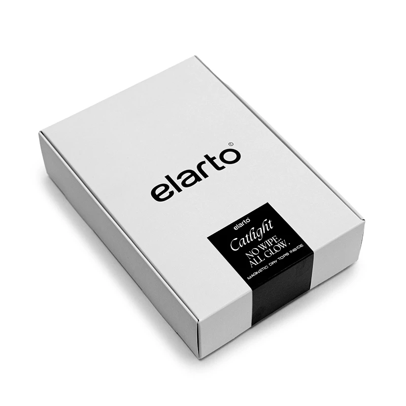 Elarto Zestaw topów kocie oko i holo Catlight 4 x 7ml - białe pudełko elarto z czarną opaską Catlight No Wipe All Glow