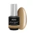 Elarto Lakier hybrydowy Lacogel Chrome Gold nr 817 7ml - czarna butelka ze srebrną nakrętką i etykietą 817 Chrome Gold obok owalnego wzornika w kolorze piaskowego złota