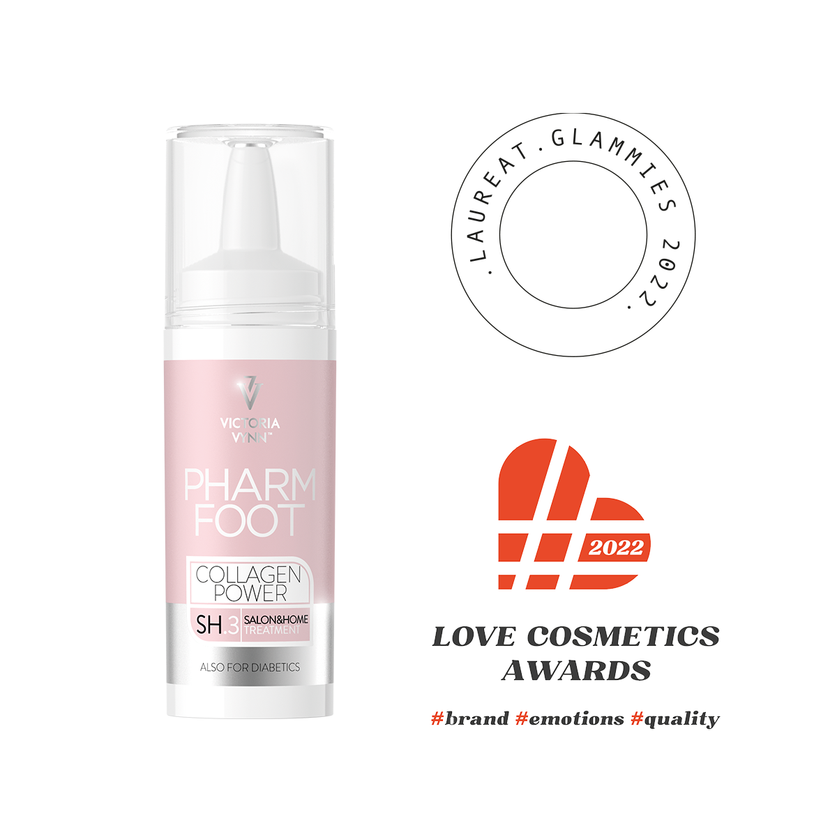 Serum COLLAGEN POWER Pharm Foot 15 ml ze znakami Love Cosmetics Awards 2022 i Laureat Glammies 2022