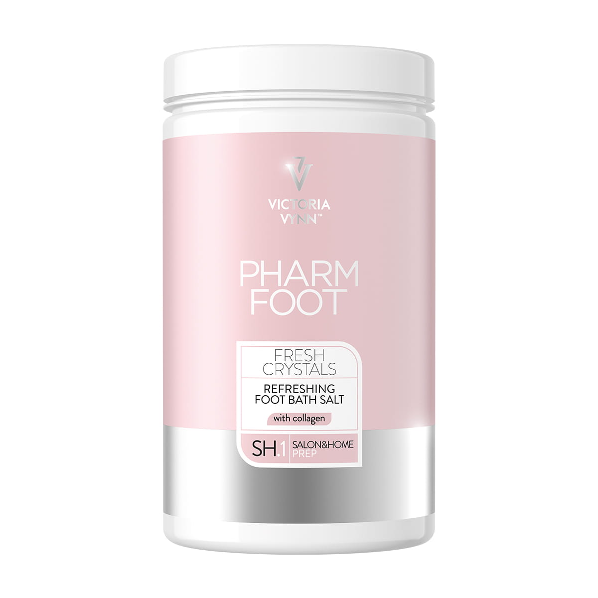 Słoik soli do kąpieli stóp FRESH CRYSTALS Pharm Foot 1250 g, etykieta Salon & Home