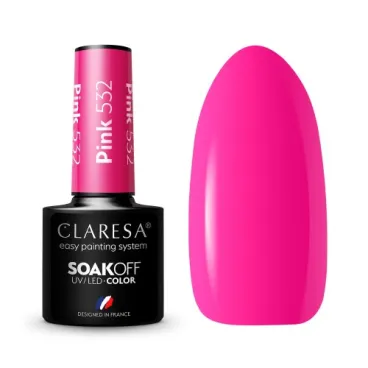 Butelka lakieru hybrydowego Claresa Pink 532 w intensywnym fuksjowym różu