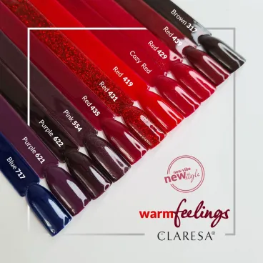 Butelka lakieru hybrydowego Claresa Red 435 w głębokim malinowo-czerwonym odcieniu