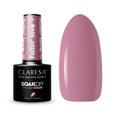 Butelka lakieru hybrydowego Claresa Fallin Love 9 w przygaszonym różanym odcieniu mauve