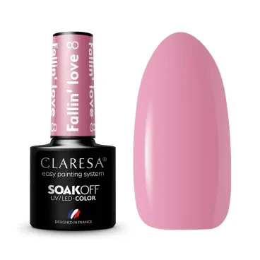 Butelka lakieru hybrydowego Claresa Fallin Love 8 w ciepłym różanym odcieniu pink