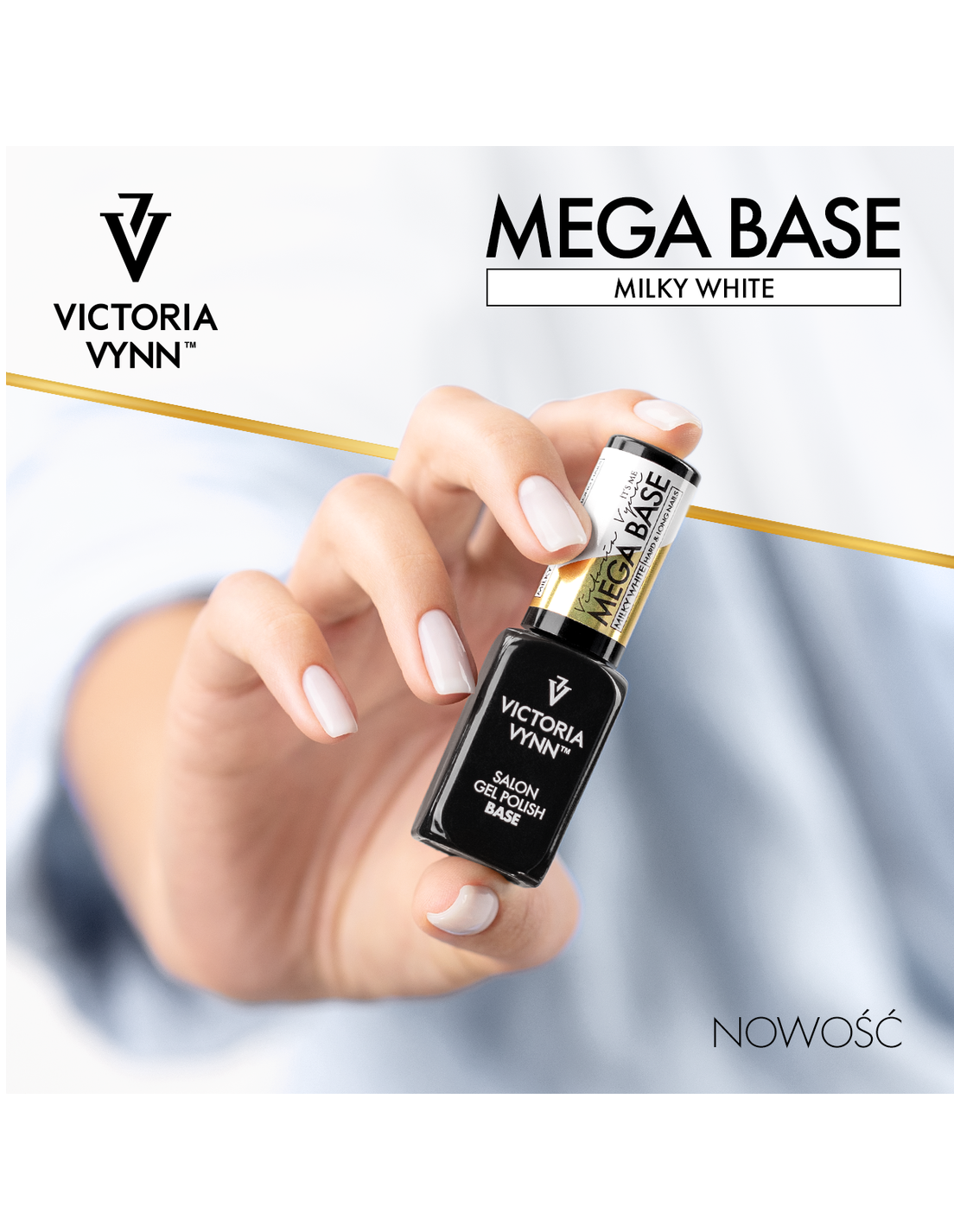 Mega Base Milky White 15 ml - stylizacja hybryda na naturalnej plytce, Victoria Vynn