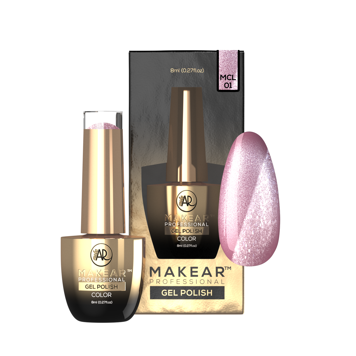 Makear lakier hybrydowy MCL01 Toe Beans - magnetyczny refleks cat eye na płytce, 8 ml
