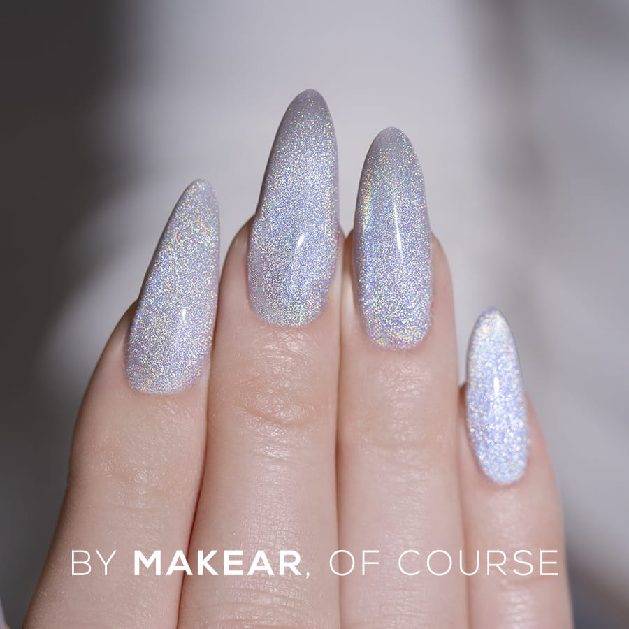 Makear HC01 Holo Cat Eye - srebrno-biała smuga magnetyczna pod kątem światła, 8 ml