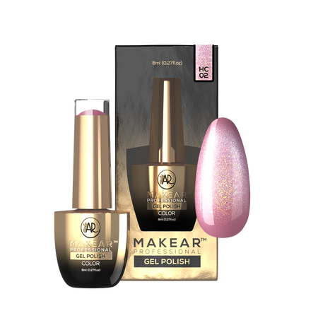 Makear HC02 Holo Cat Eye - różowa tafla z tęczową opalizacją holo, 8 ml