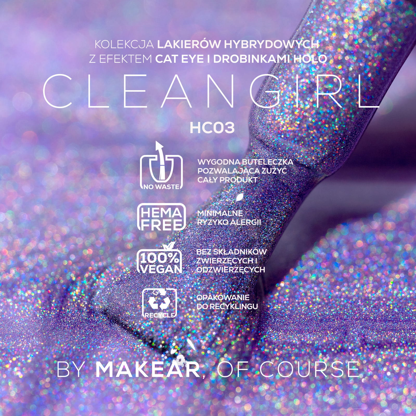 Makear HC03 Holo Cat Eye - prezentacja efektu magnetycznego cat eye z holo, 8 ml