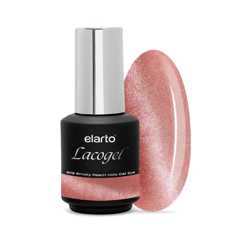 Lacogel Smoky Peach Holo Cat Eye nr 909 7ml - zadymiona brzoskwinia, magnetyczny lakier hybrydowy z efektem holo cat eye