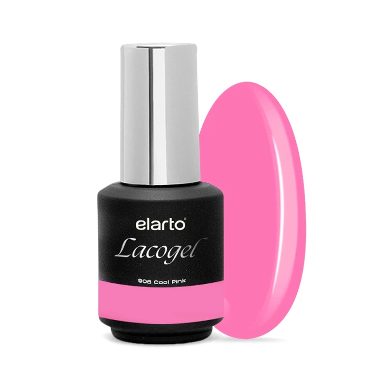 Elarto Lacogel Cool Pink nr 906 7 ml - kremowy lakier hybrydowy, chłodny neonowo-pastelowy róż