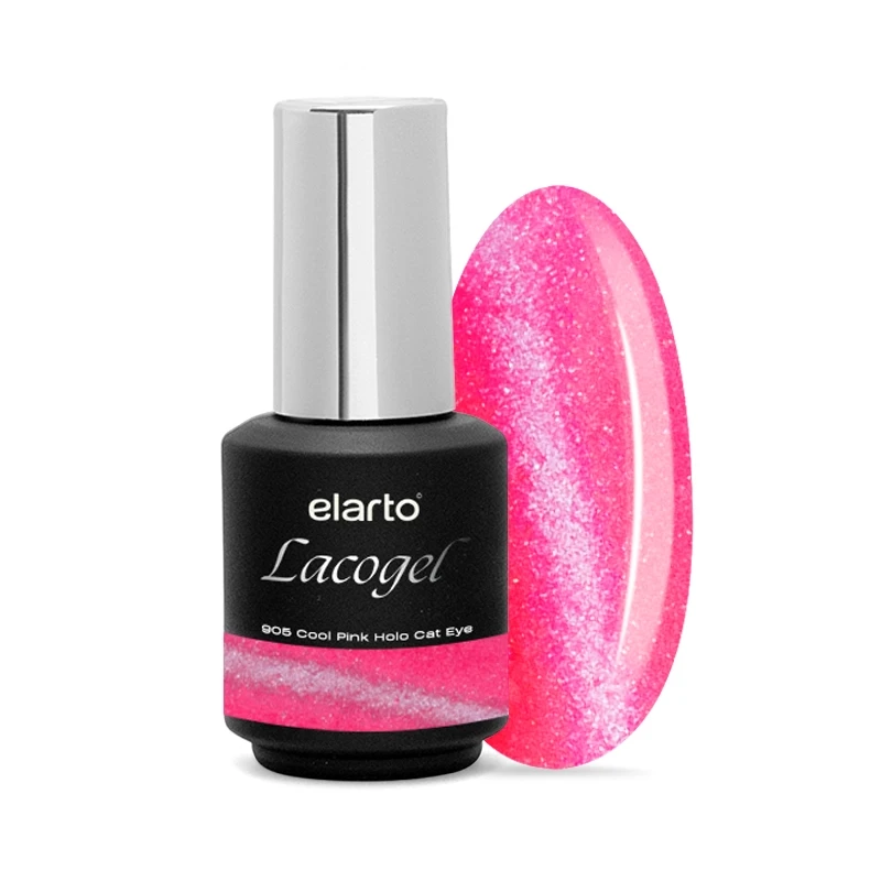 Lacogel Cool Pink Holo Cat Eye nr 905 7ml - intensywny róż, magnetyczny lakier hybrydowy z efektem holo cat eye