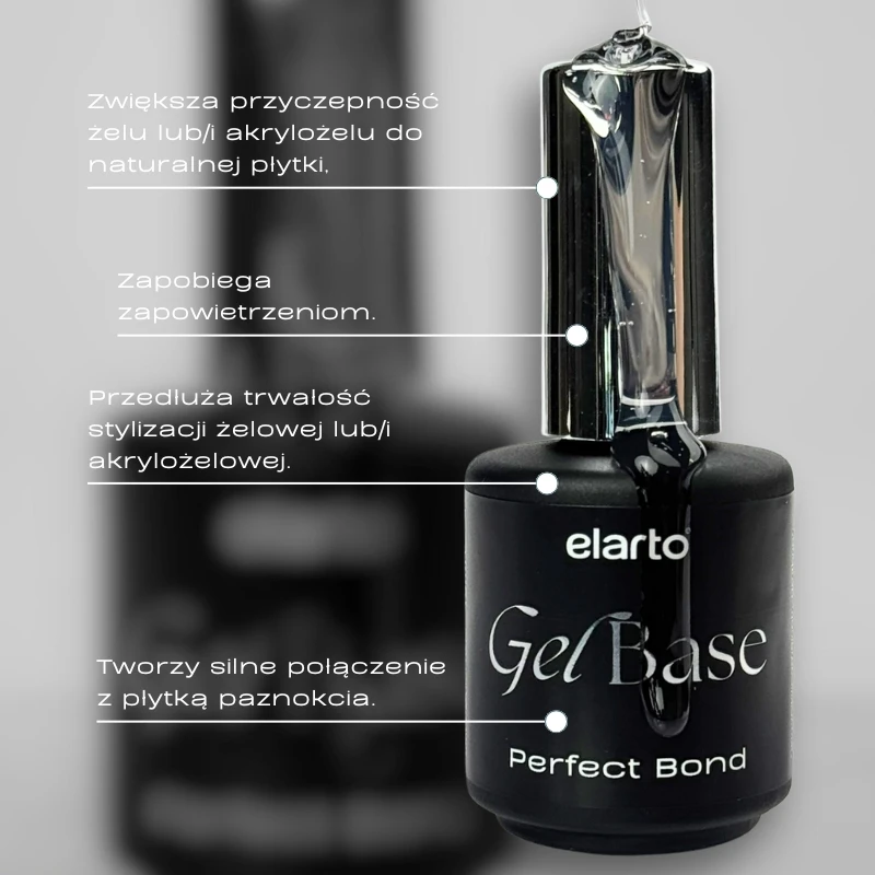 Elarto Gel Base Perfect Bond 15 ml - właściwości bazy żelowej gruntującej: przyczepność i brak zapowietrzeń