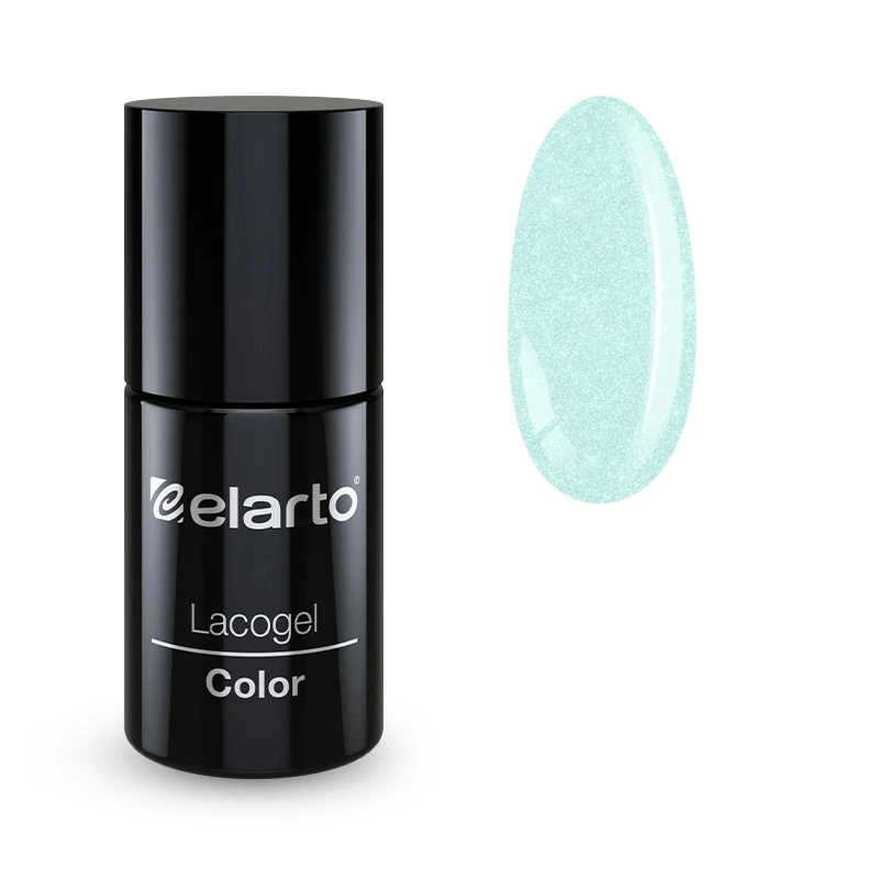 Lacogel Ocean Glow nr 610 7ml - perłowy lakier hybrydowy, pastelowy błękit ze złoto-błękitną drobiną
