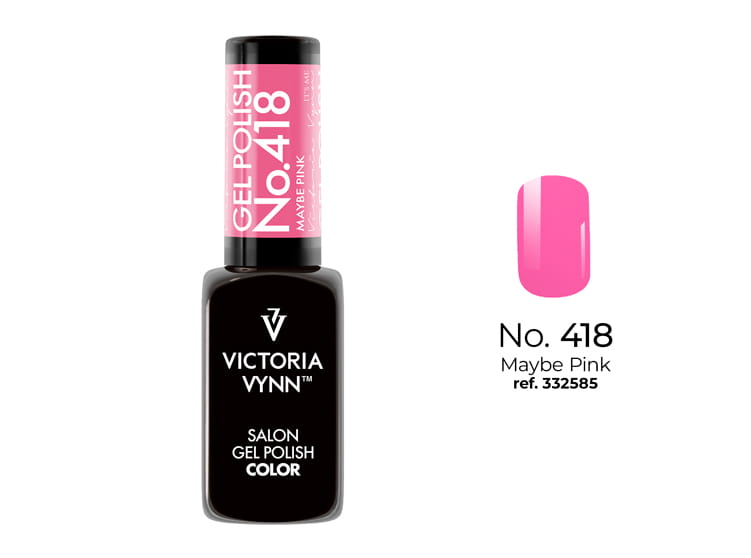 Lakier hybrydowy Victoria Vynn 418 Maybe Pink 8 ml - intensywny neonowy róż z nutą tajemnicy