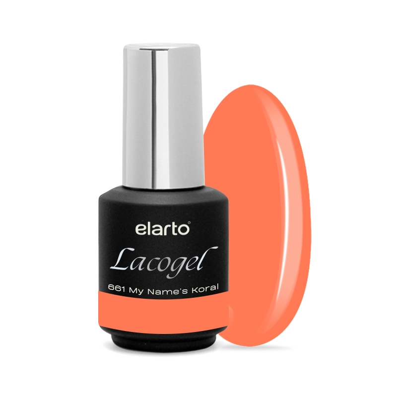 Elarto Lacogel My name's Koral nr 661 7 ml - kremowy lakier hybrydowy, soczysty koralowy pomarańcz