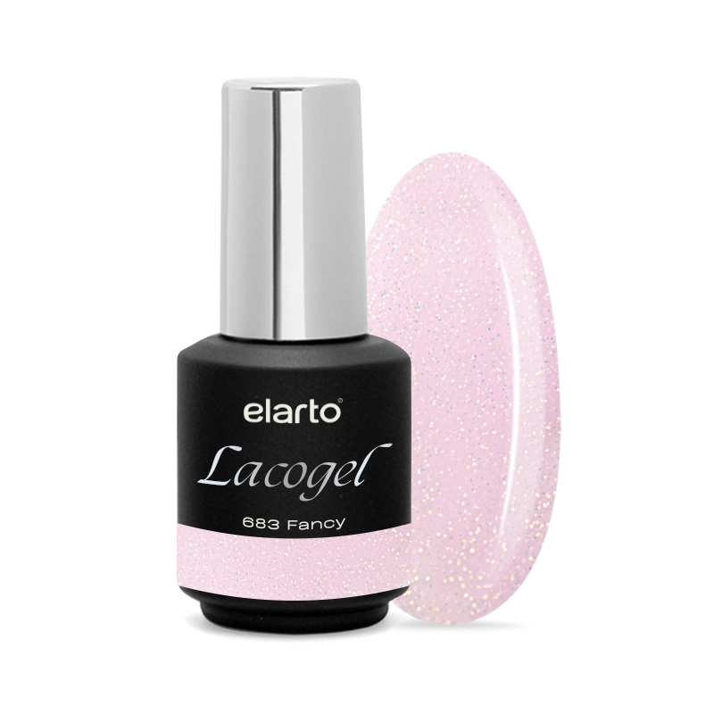 Elarto Lacogel Fancy nr 683 7ml - lakier hybrydowy, lila-róż z blaskiem złotych drobinek