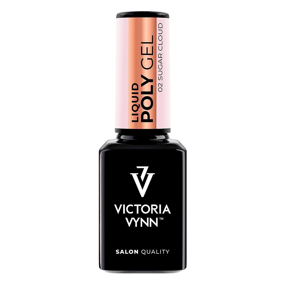 Victoria Vynn Liquid Poly Gel 02 Sugar Cloud 15 ml, butelka płynnego akrylożelu na białym tle