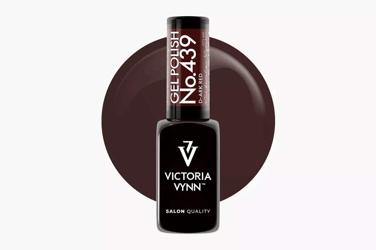Lakier hybrydowy Victoria Vynn 439 d-Ark Red 8 ml - butelka czekoladowo-bordowej czerwieni z kolekcji Lady In Red