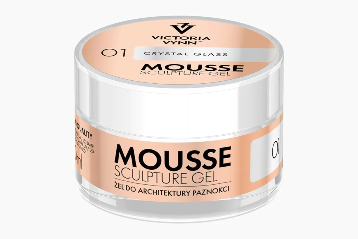 Mousse Sculpture Gel Crystal Glass No. 01 50 ml - przezroczysty żel budujący Victoria Vynn, słoiczek z musem