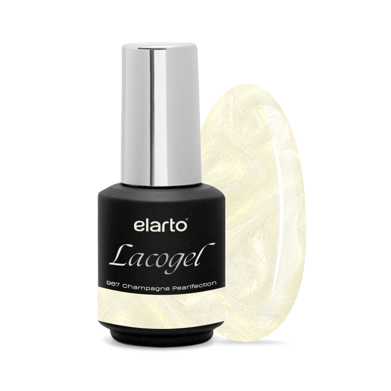 Elarto Lacogel Champagne Pearlfection nr 967 7ml - opalizujacy lakier hybrydowy, złocisto-szampańska opalizacja