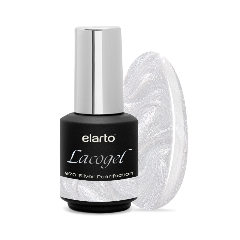 Elarto Lacogel Silver Pearlfection nr 970 7ml - opalizujacy lakier hybrydowy, srebrzysto-perłowa opalizacja