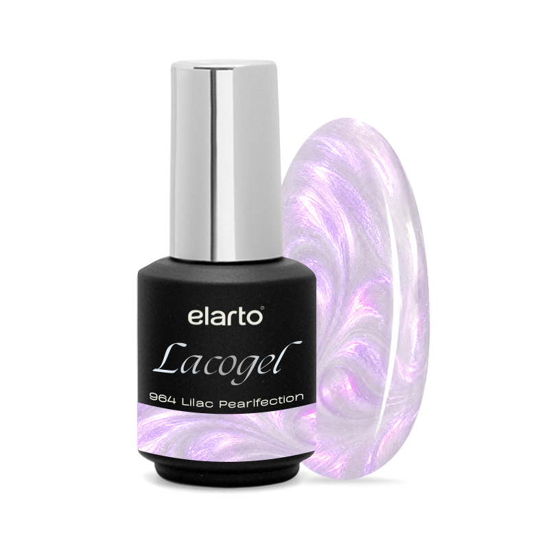 Elarto Lacogel Lilac Pearlfection nr 964 - opalizujący lakier hybrydowy, liliowo-fioletowa opalizacja