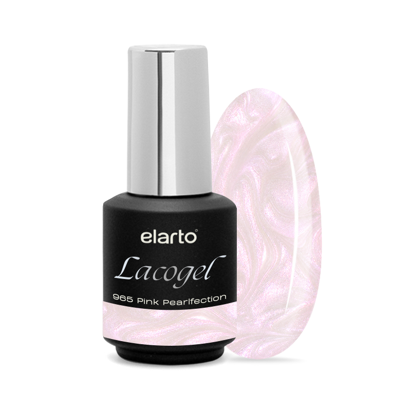 Elarto Lacogel Pink Pearlfection nr 965 - opalizujący lakier hybrydowy, ciepła różowa opalizacja