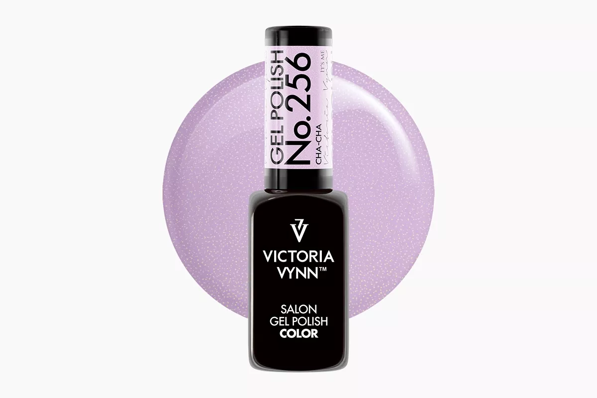 Lakier hybrydowy Victoria Vynn Gel Polish 256 Cha Cha 8 ml - blady róż ze srebrzysto-różowym brokatem, butelka