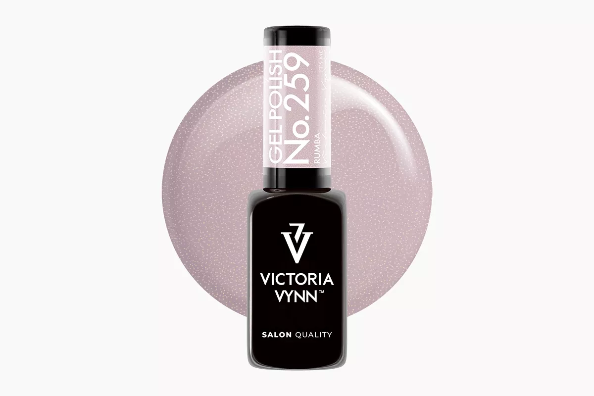 Lakier hybrydowy Victoria Vynn Gel Polish 259 Rumba 8 ml - beżowy nude z brokatem, butelka