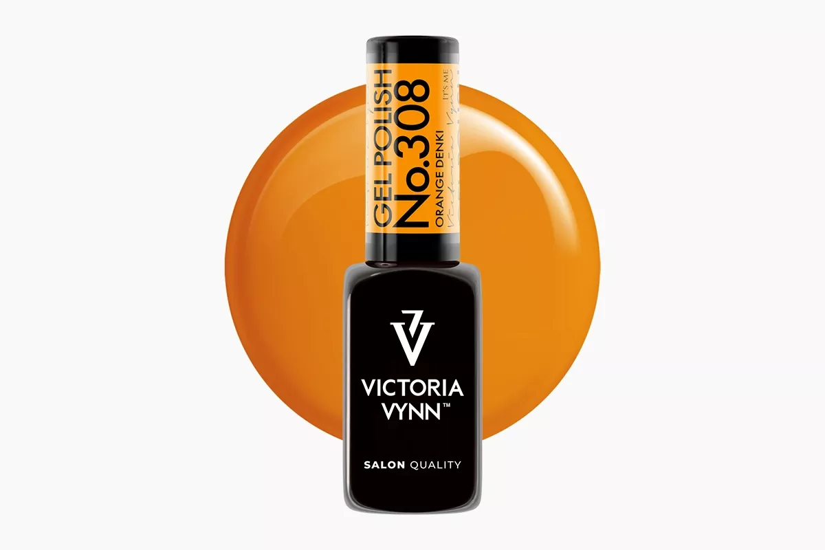 Lakier hybrydowy Victoria Vynn Gel Polish 308 Orange Denki 8 ml - świecący w ciemności jaskrawy pomarańczowy odcień