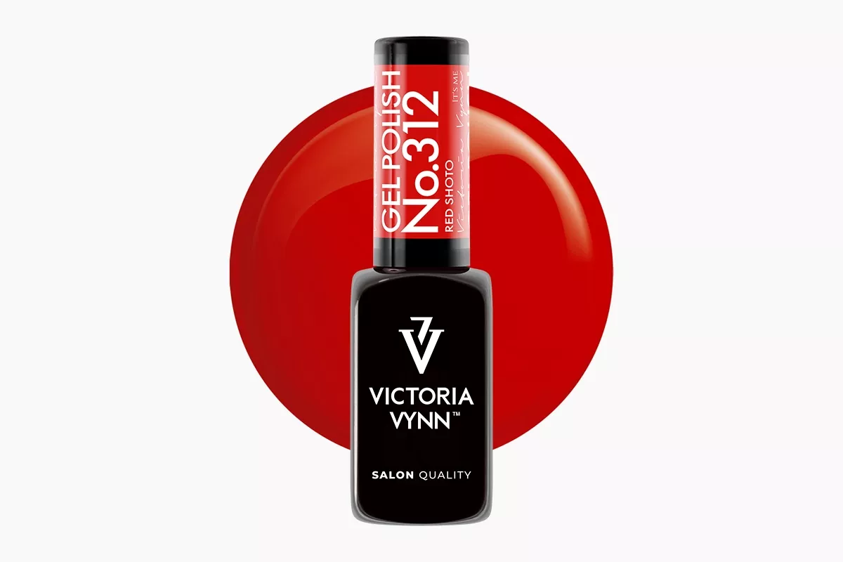 Lakier hybrydowy Victoria Vynn 312 Red Shoto 8 ml - butelka czystej romantycznej czerwieni świecącej w ciemności