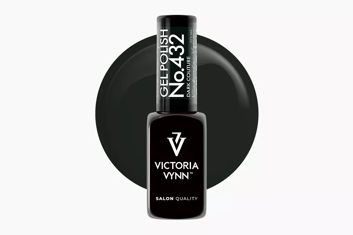 Lakier hybrydowy Victoria Vynn Dark Couture 432 - pełne, równe krycie niemal czarnego grafitu