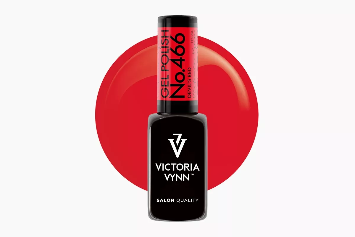 Lakier hybrydowy Victoria Vynn 466 Devil's Red 8 ml - butelka kremowej malinowej czerwieni