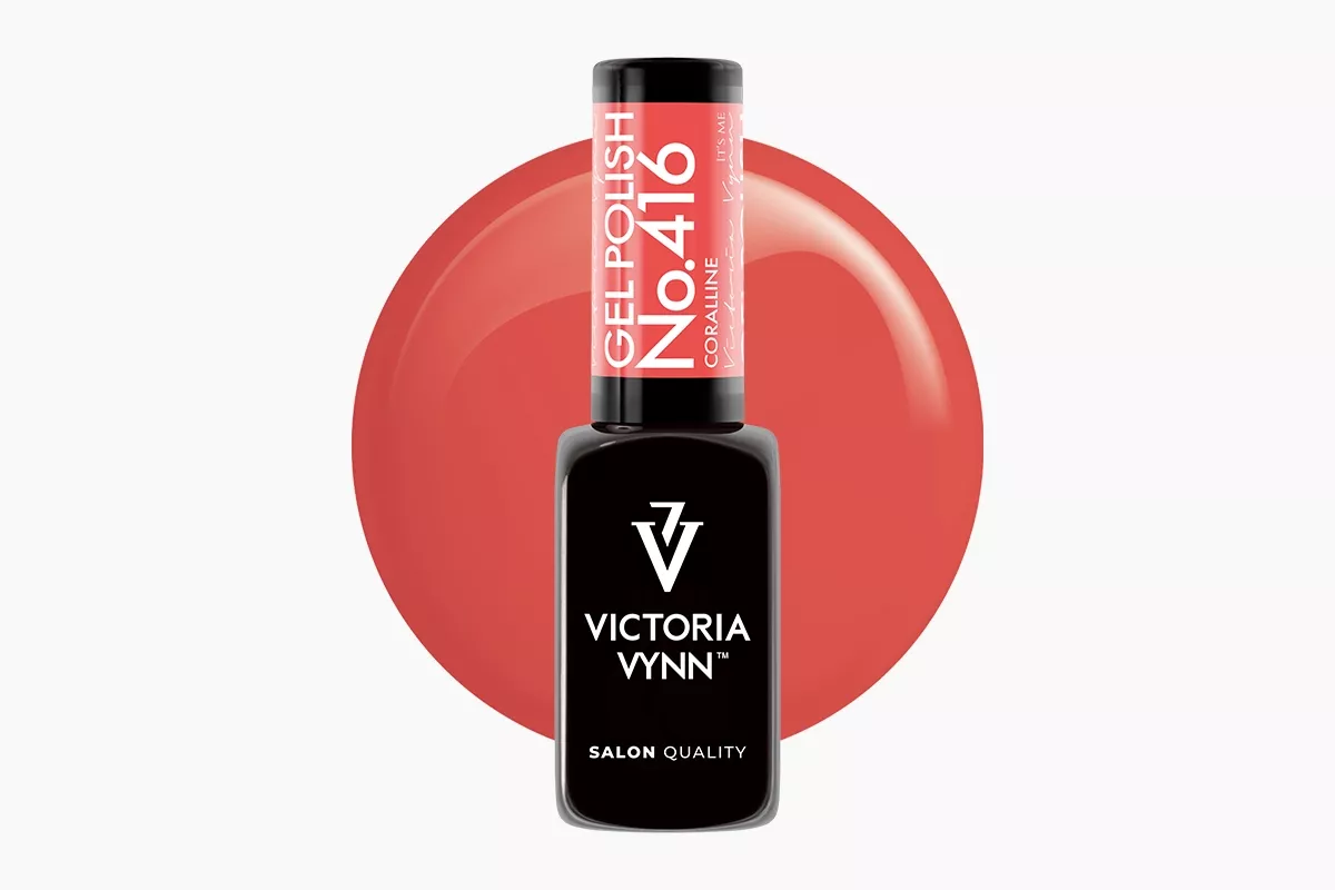 Lakier hybrydowy Victoria Vynn Gel Polish 416 Coralline 8 ml - gorący neonowy koral, jaskrawe pełne krycie