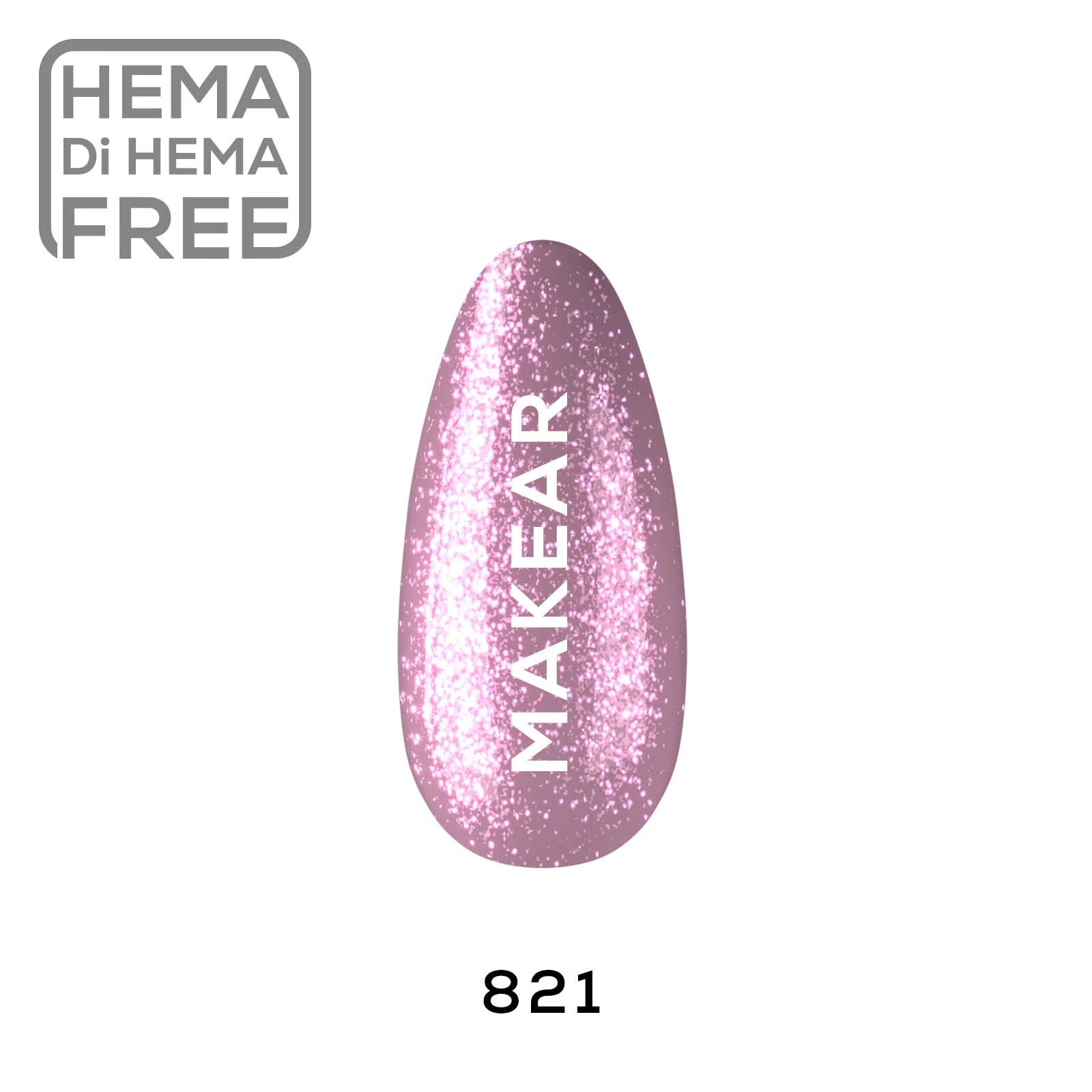 Makear lakier hybrydowy 821 - rozowy z gestym srebrno- zdjecie 5, 8 ml