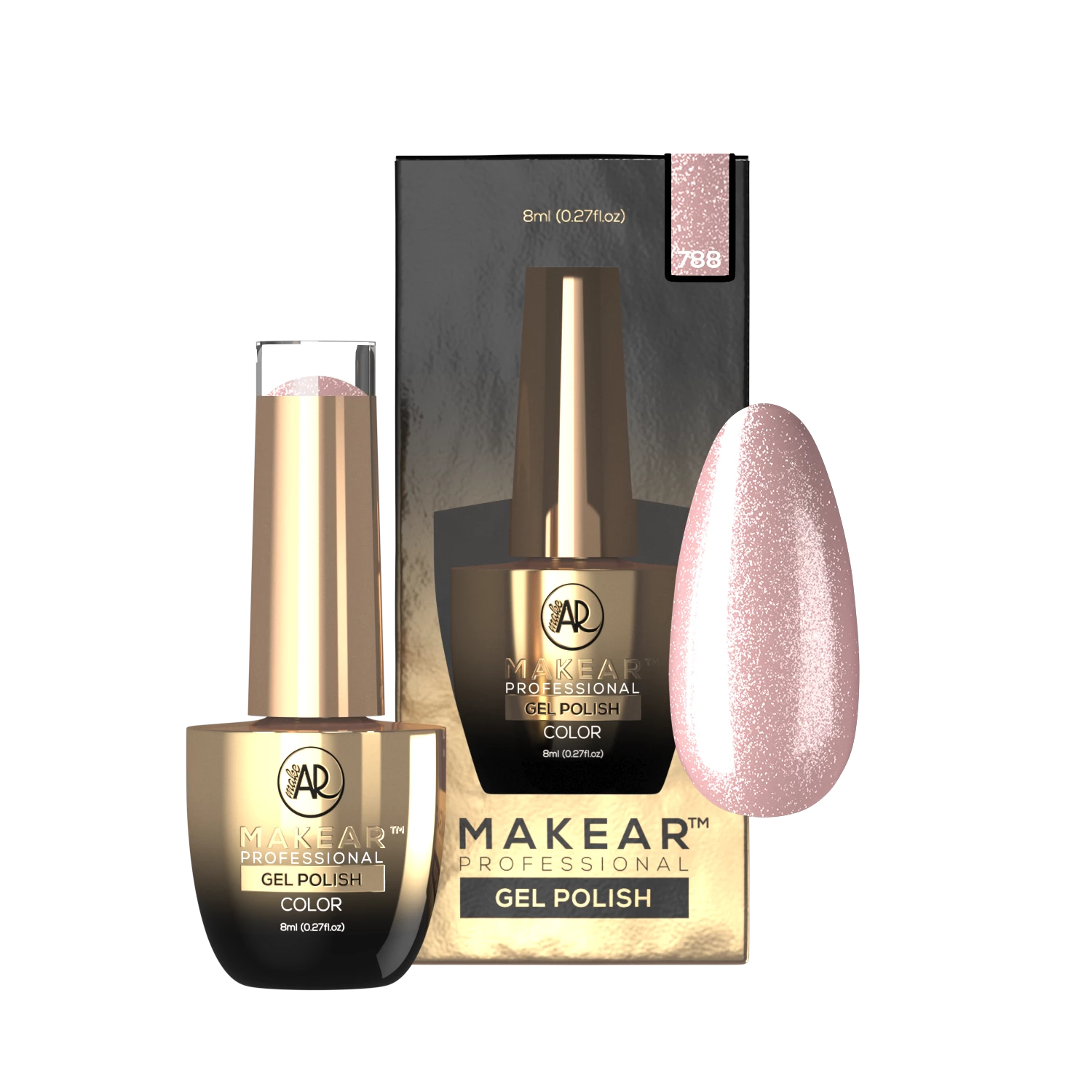 Lakier hybrydowy Makear 788 Glamour - miękkie iskrzenie drobnego brokatu, 8 ml