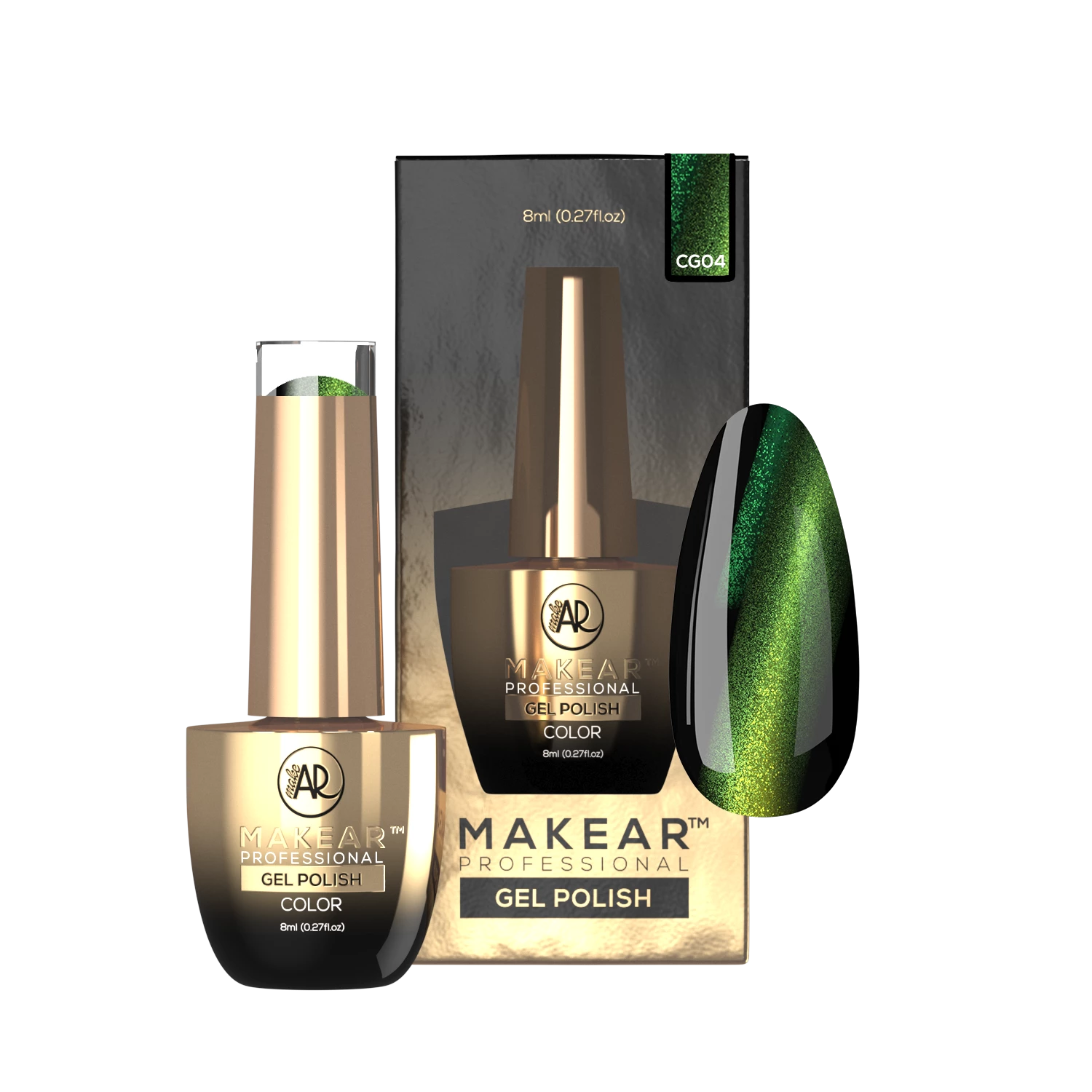 Makear lakier hybrydowy CG04 - czarna baza z zielono-zl zdjecie 1, 8 ml