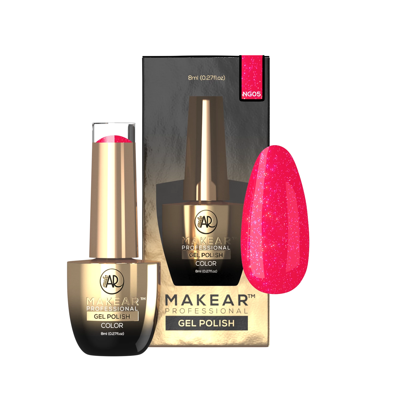 Makear lakier hybrydowy NG05 - neonowy roz/koral z drob zdjecie 1, 8 ml
